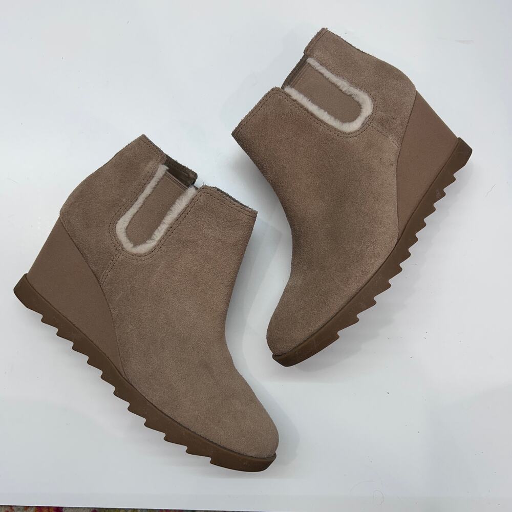 Koolaburra by UGG Yonela Wedge Ankle Boot Bootie 10 Tan Brown Leather
